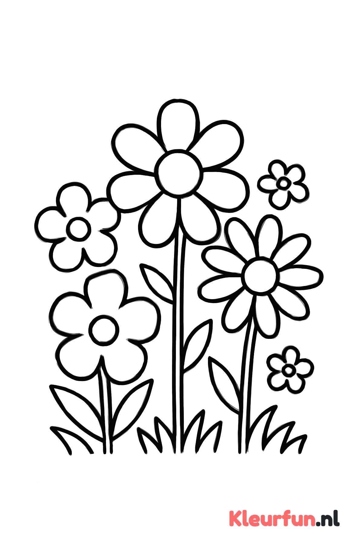 Grote lente bloemen kleurplaat