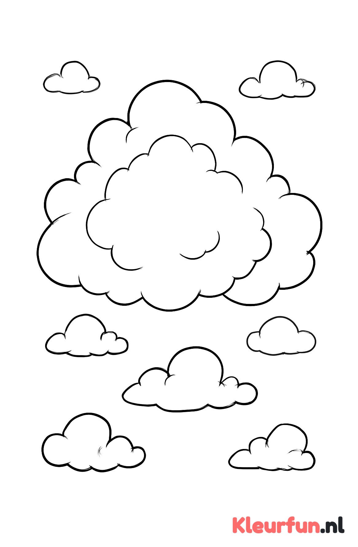 Grote pluizige wolk met kleinere wolken
