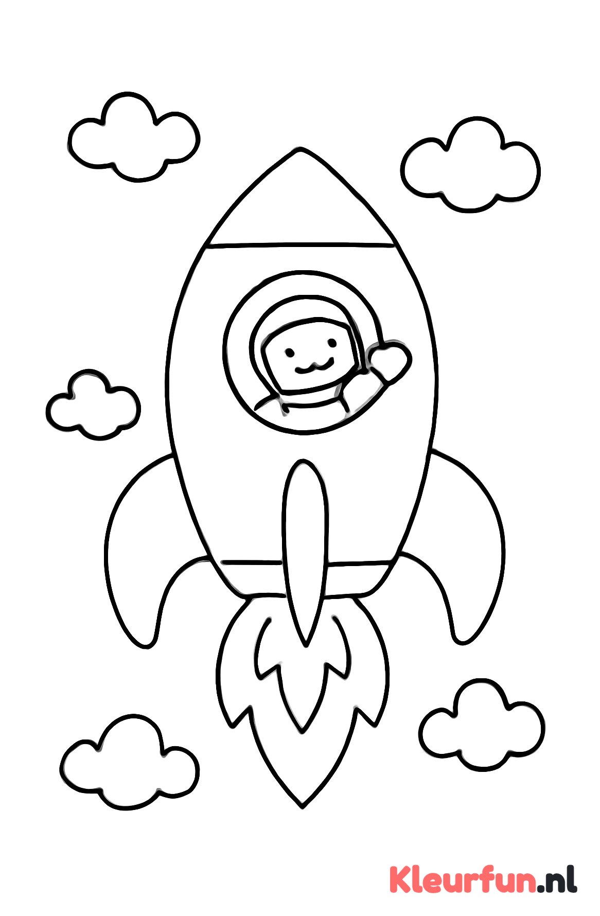 Grote raket met astronaut die zwaait
