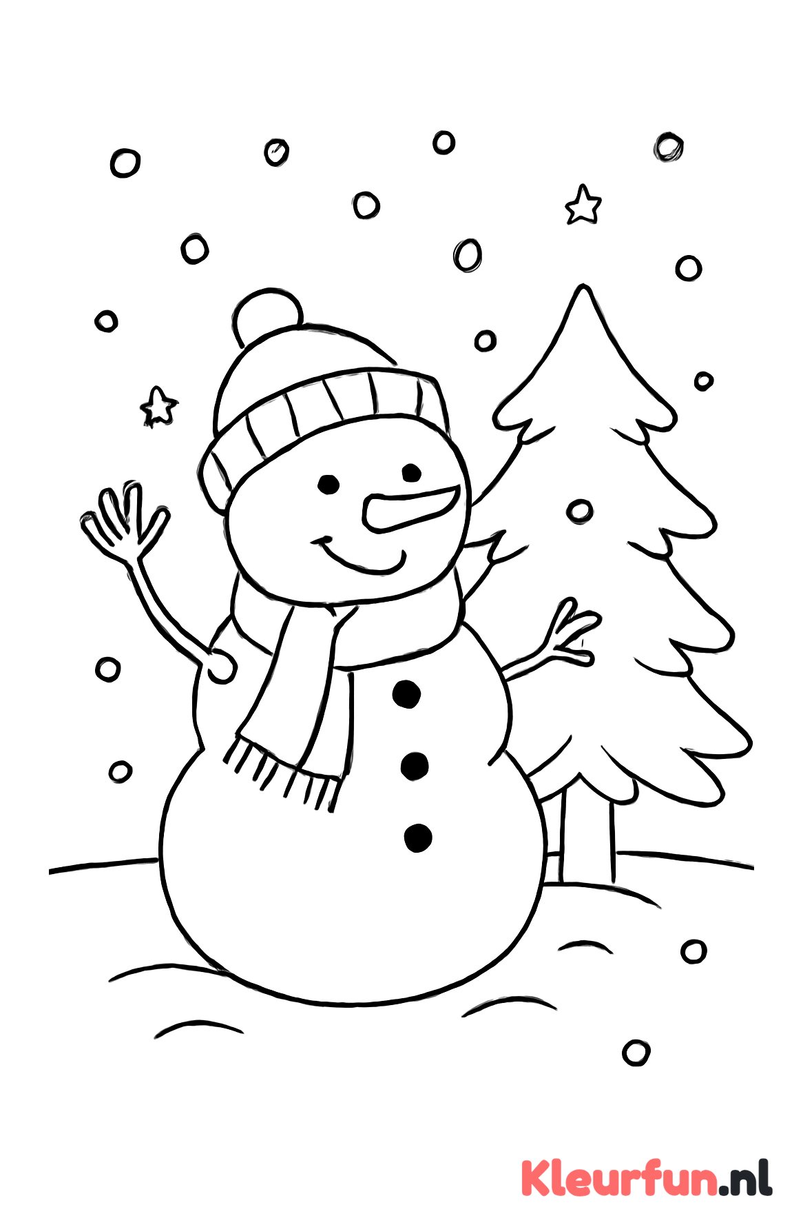 Grote sneeuwpop met bomen