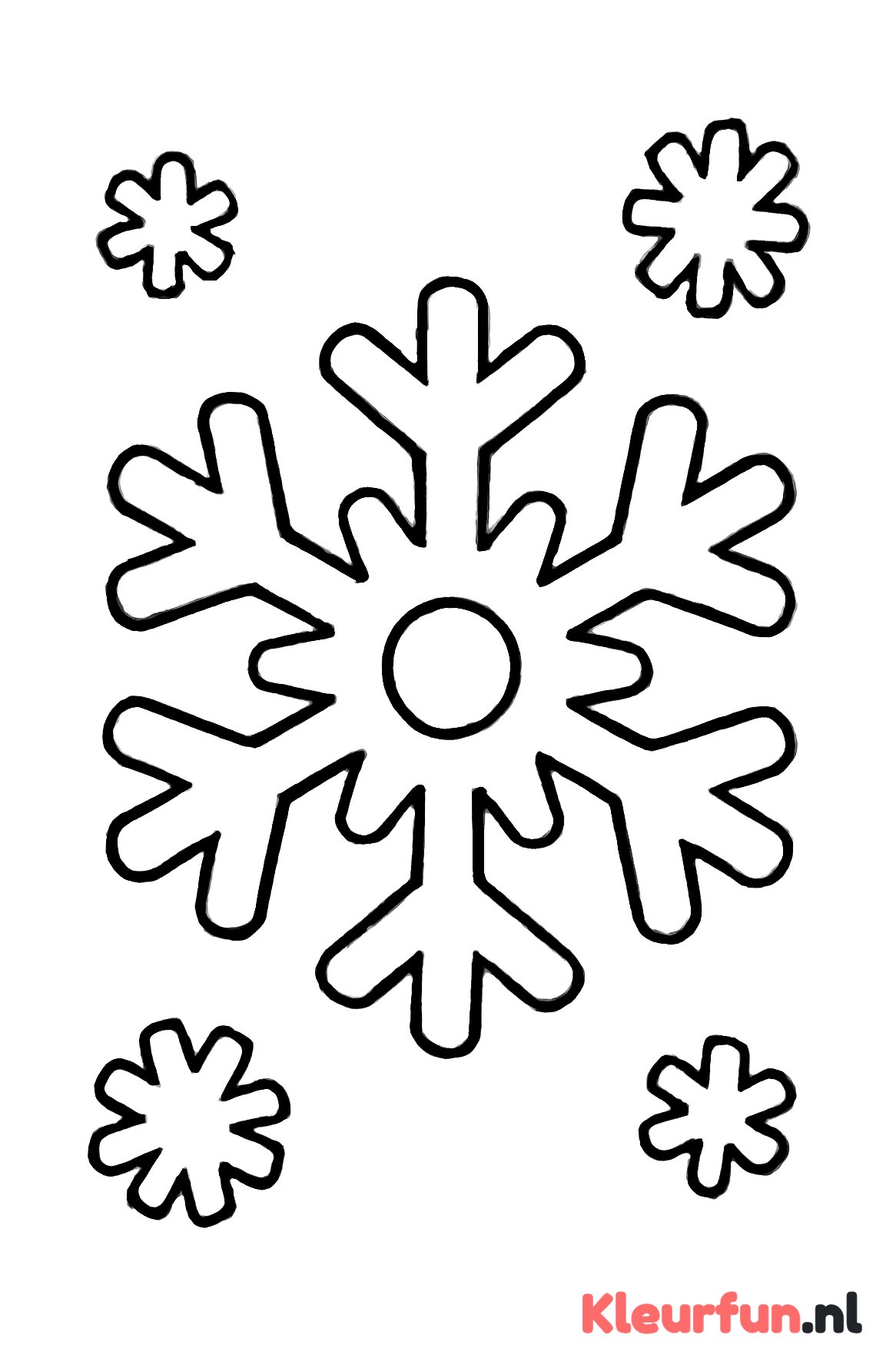 Grote sneeuwvlok met kleine sneeuwvlokjes