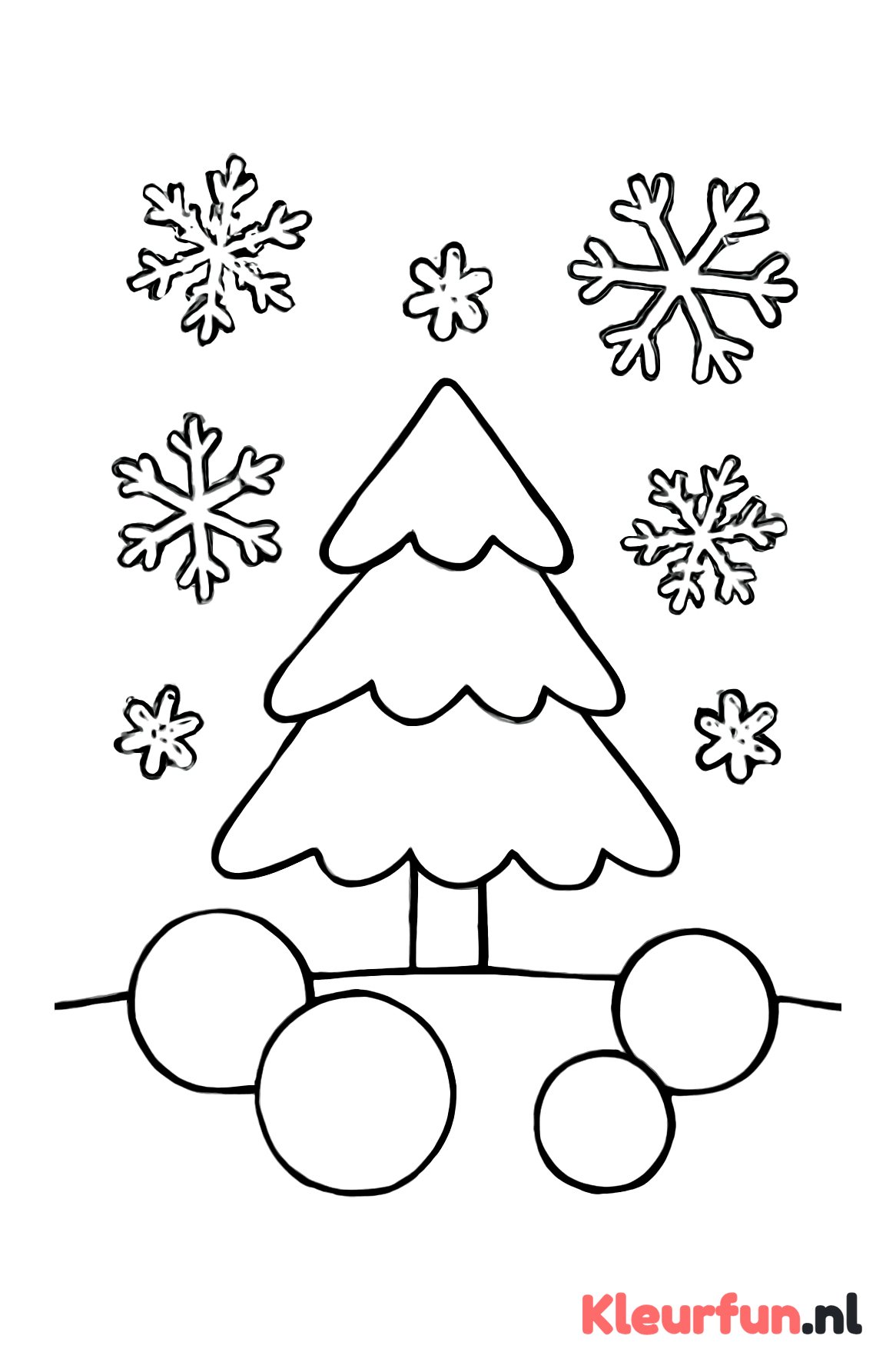 Grote sneeuwvlokken en dennenboom
