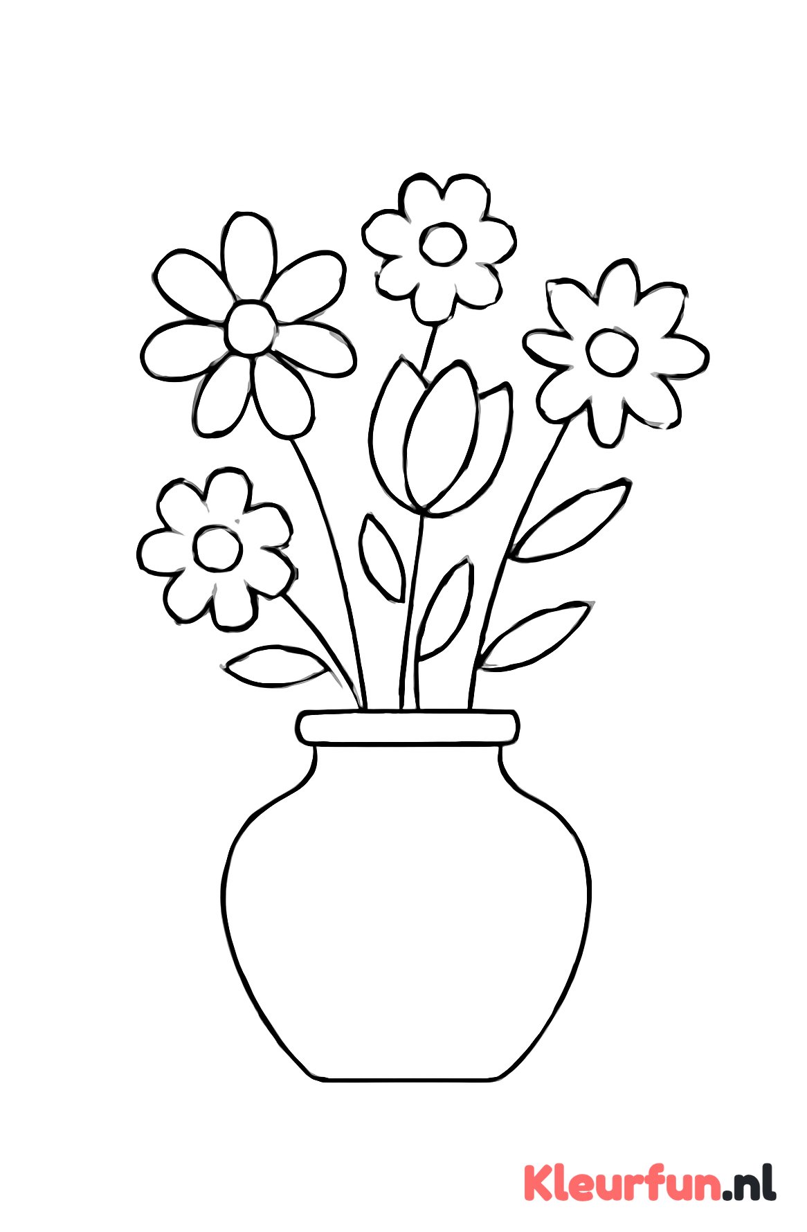 Grote vaas met eenvoudige bloemen