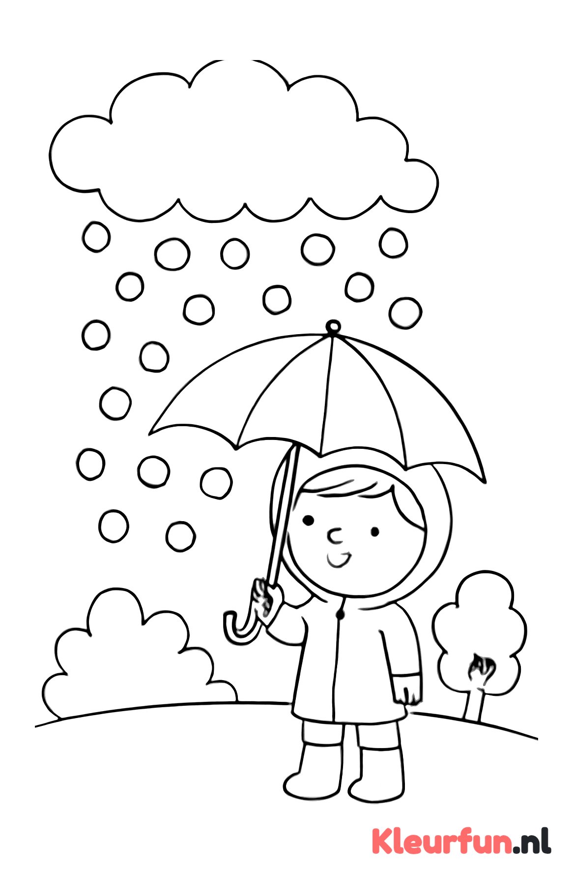 Kind met paraplu in hagel