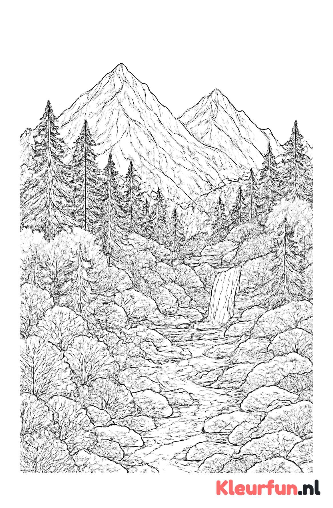 Herfst berglandschap met waterval