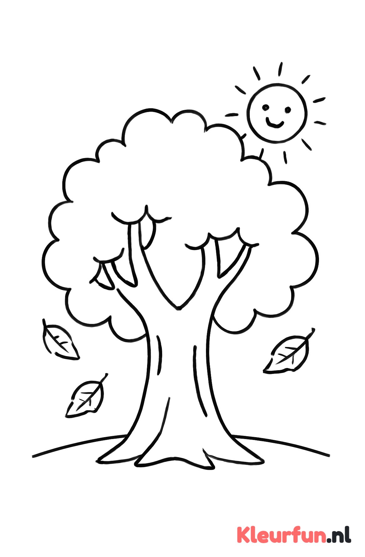 Herfstboom met vallende bladeren