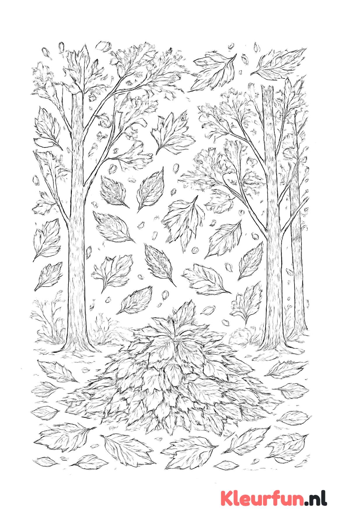 Vallende herfstbladeren in het bos