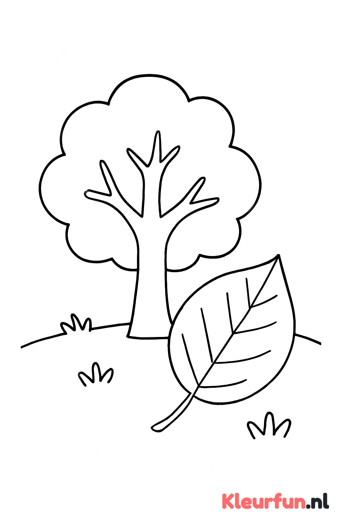Herfstboom met groot vallend blad