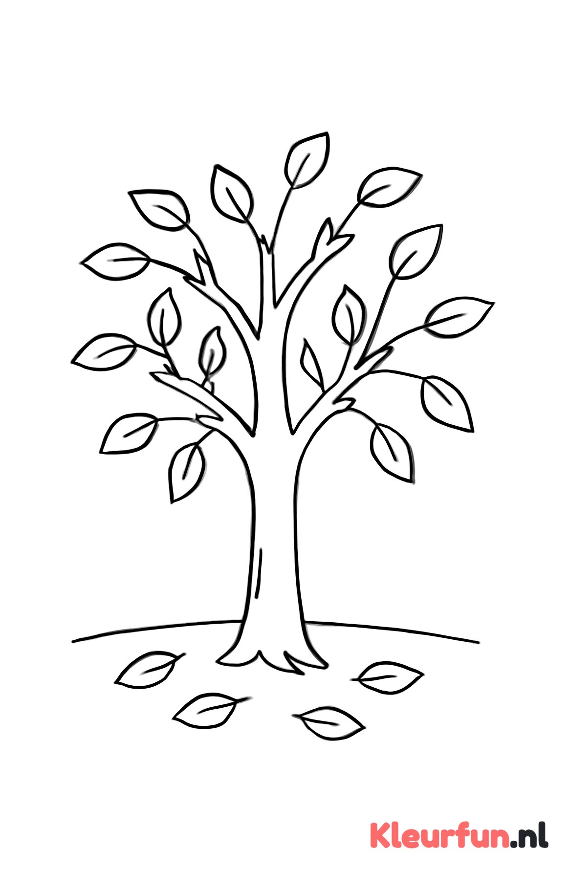 Herfstboom met vallende bladeren