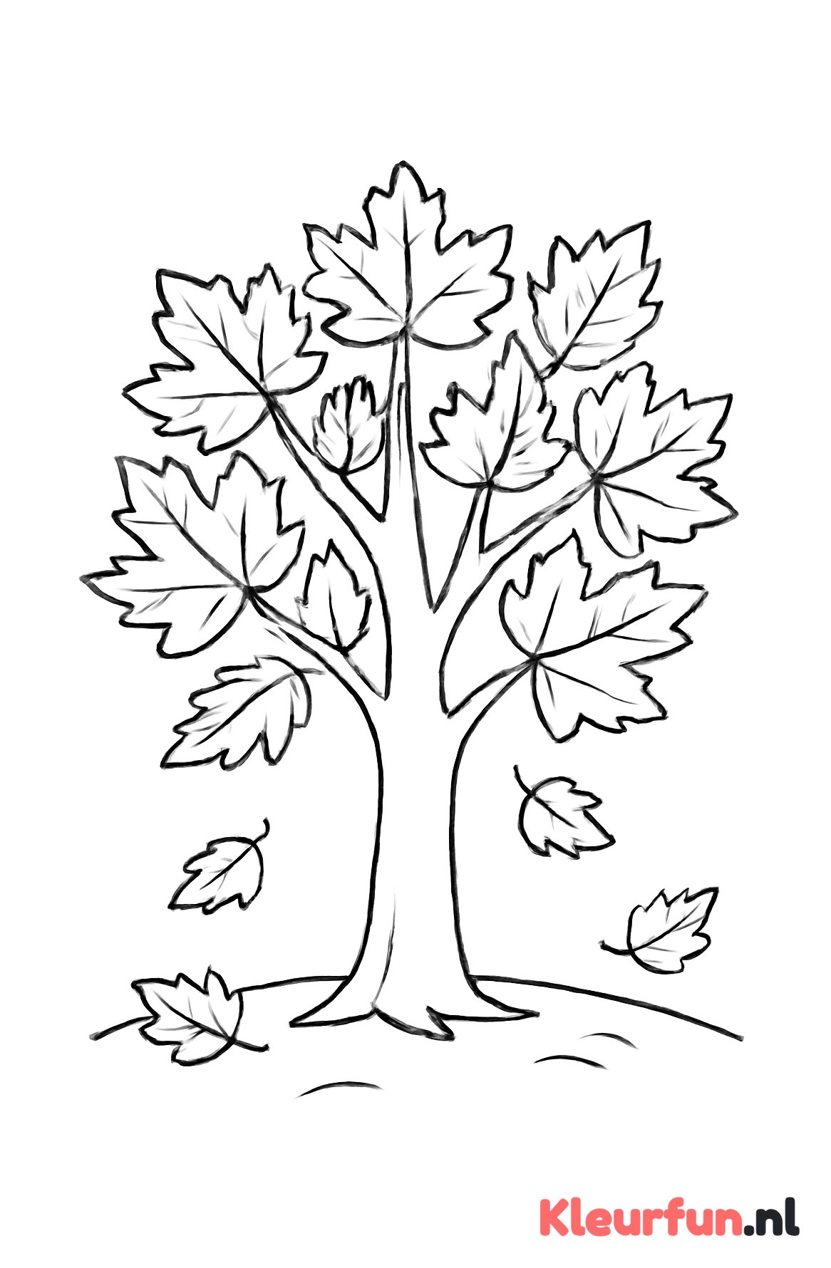 Herfstboom met grote bladeren