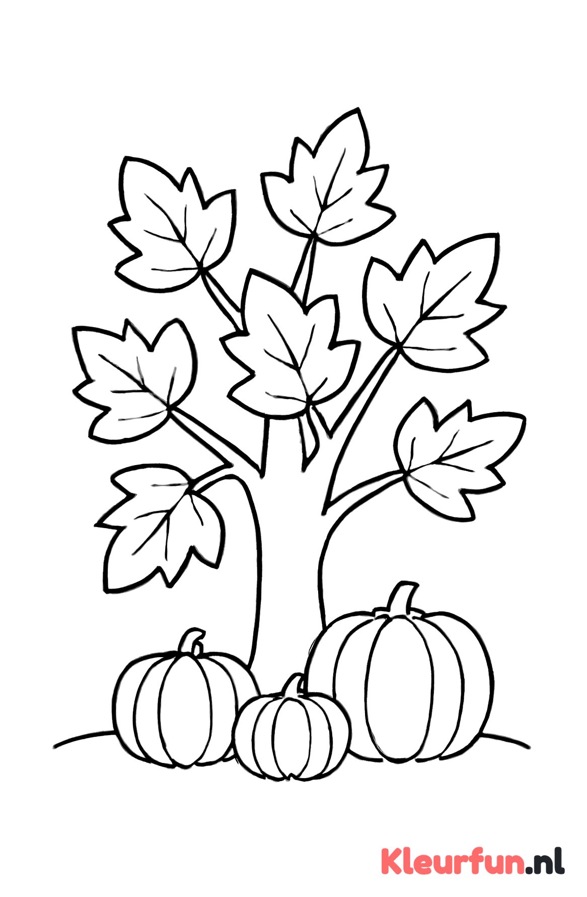 Herfstboom met pompoenen