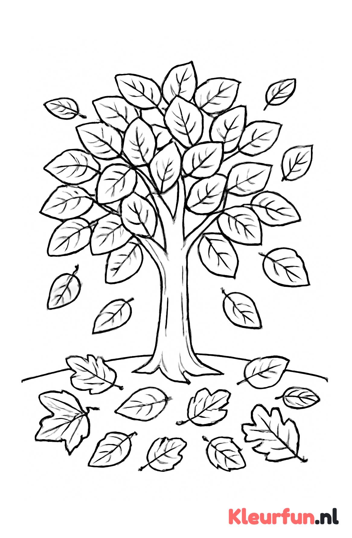 Herfstboom met vallende bladeren