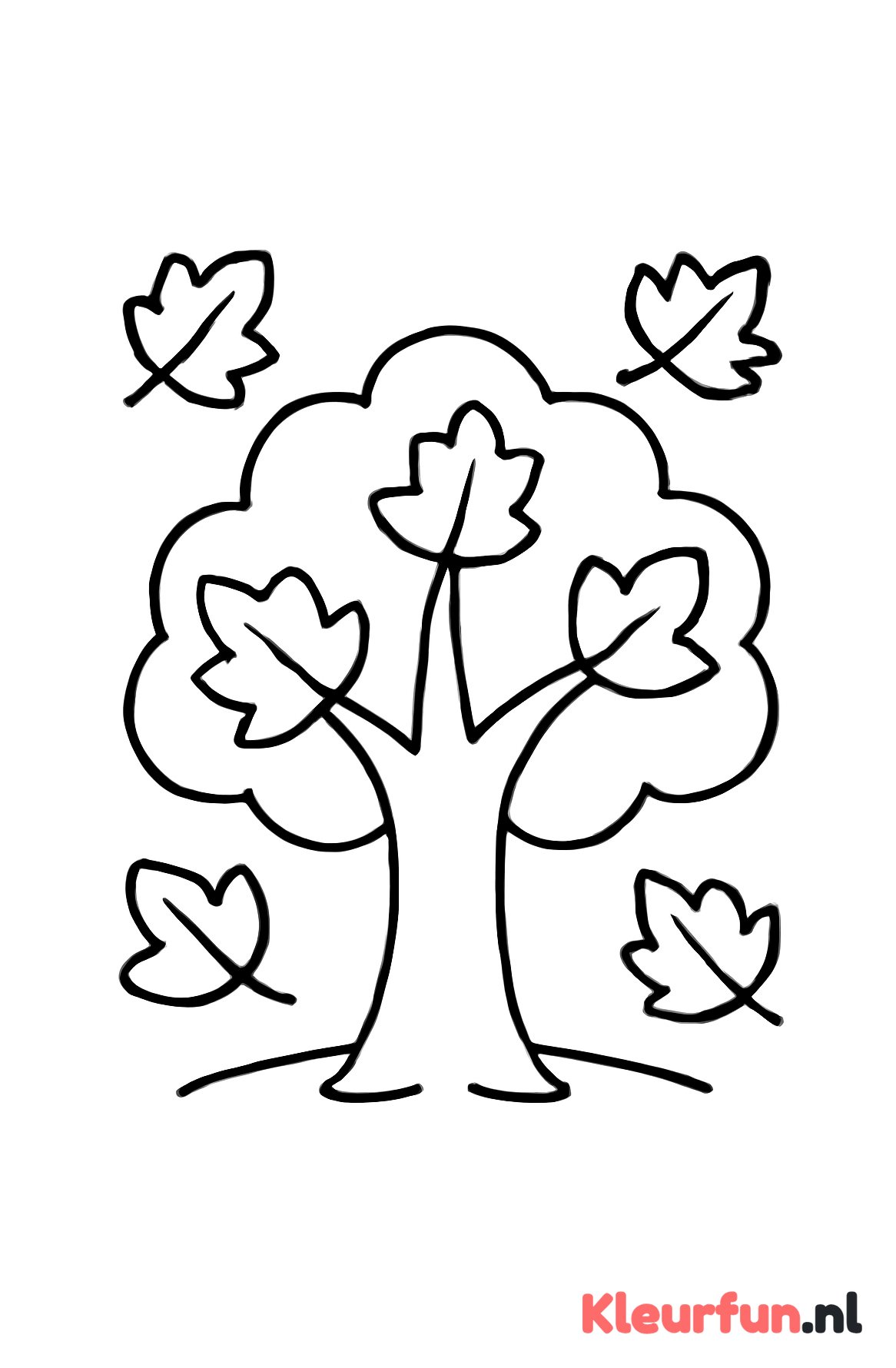 Herfstboom met vallende bladeren