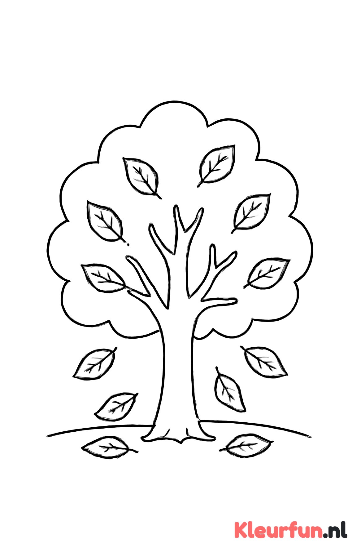 Herfstboom met vallende bladeren
