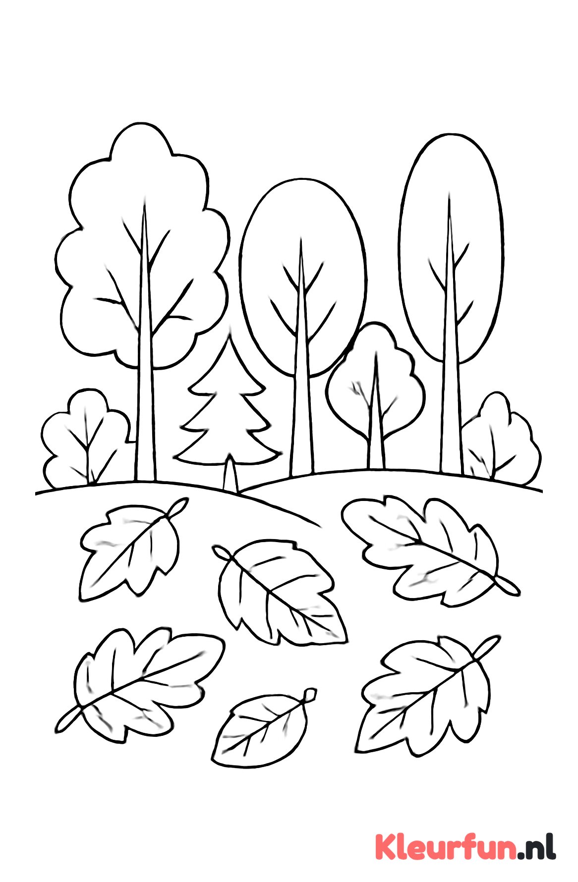 Herfstbos met eenvoudige bomen