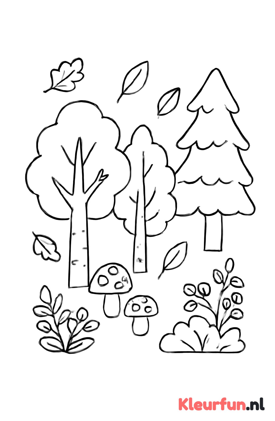 Herfstbos met vallende bladeren