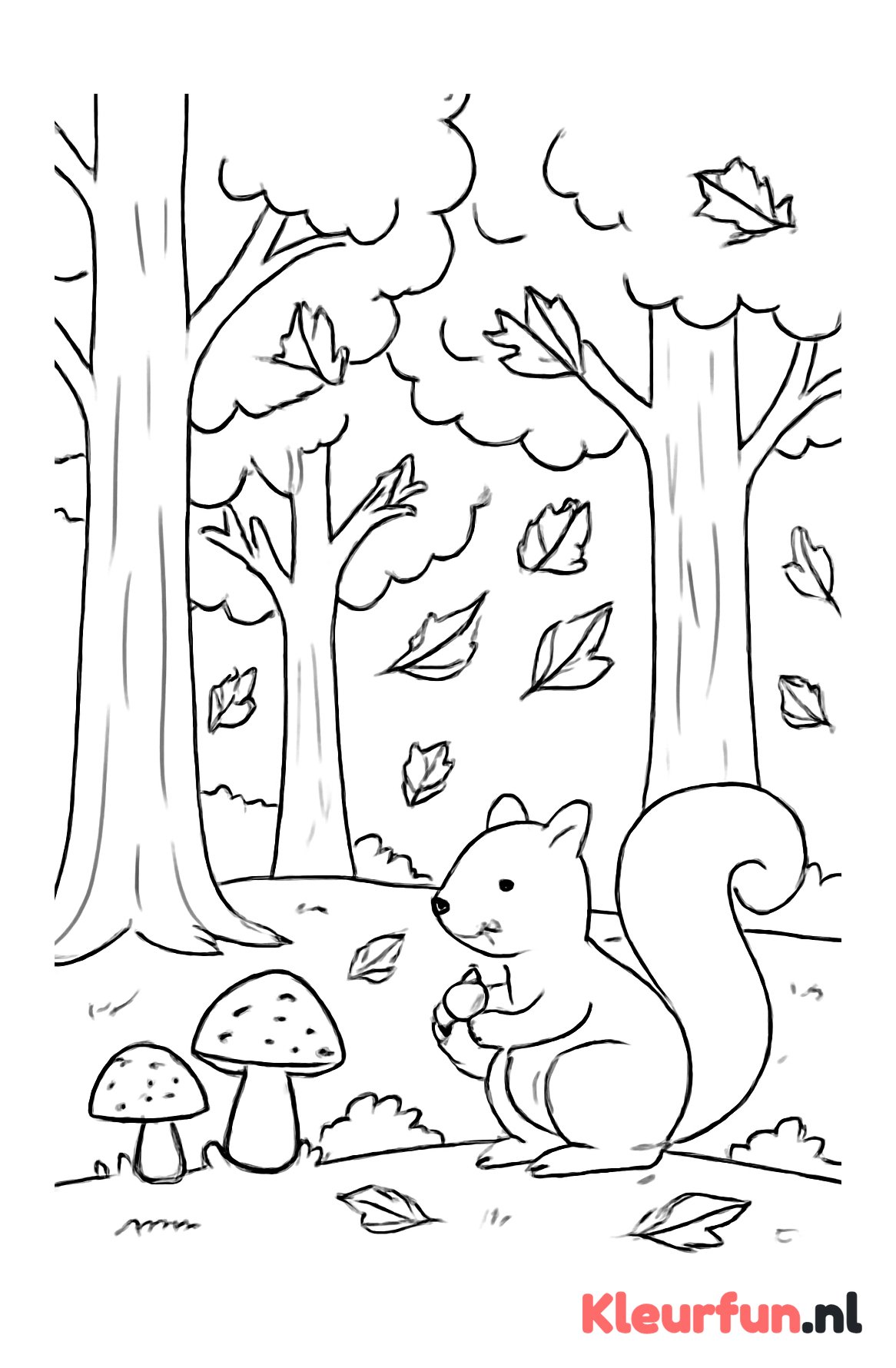 Herfstbos met vallende bladeren