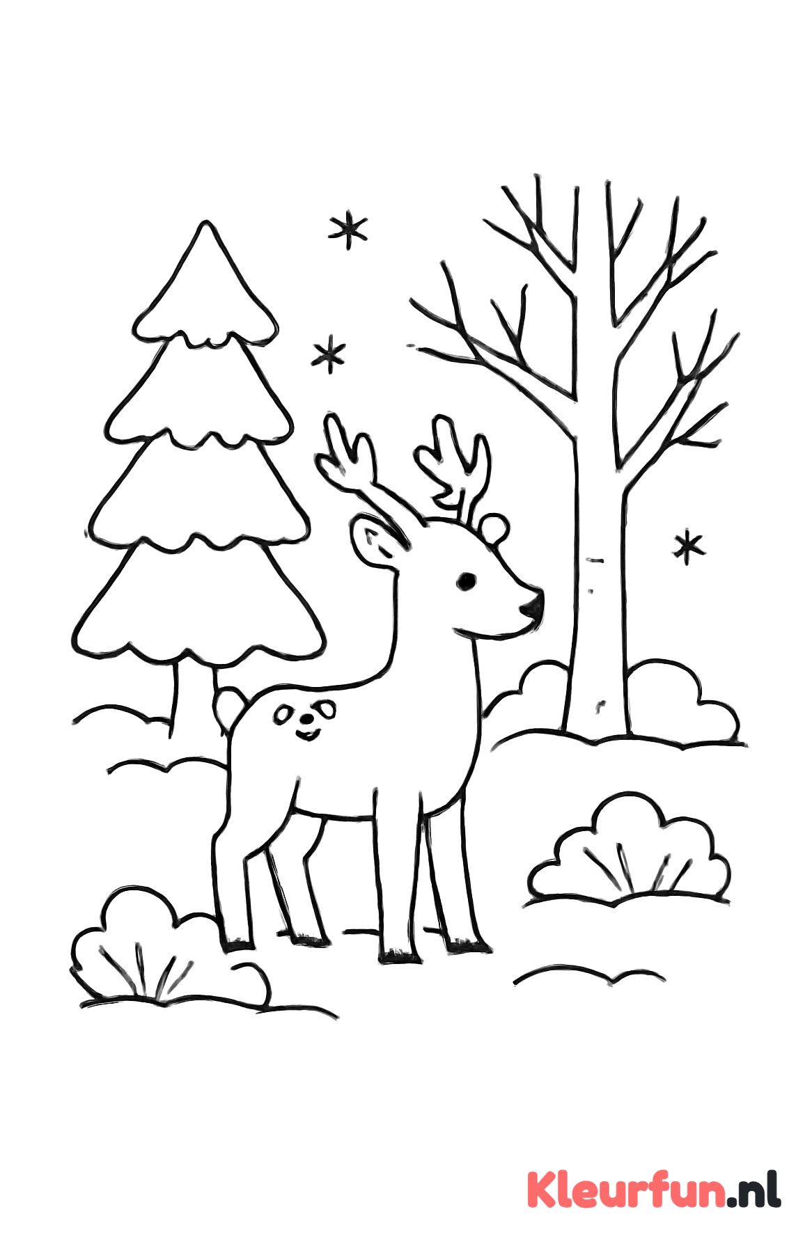 Hert in het winterbos