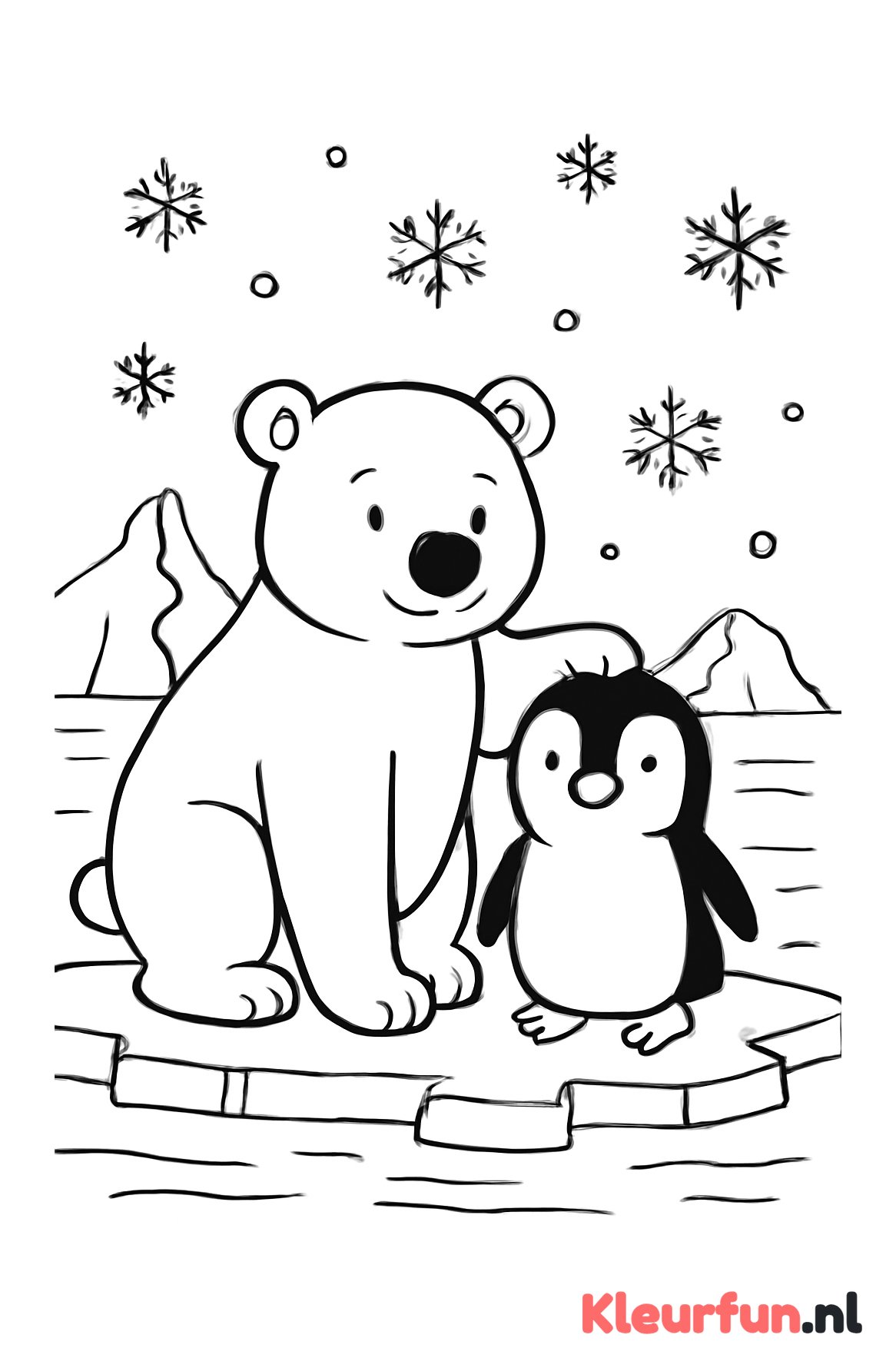 IJsbeer en pinguïn in de winter