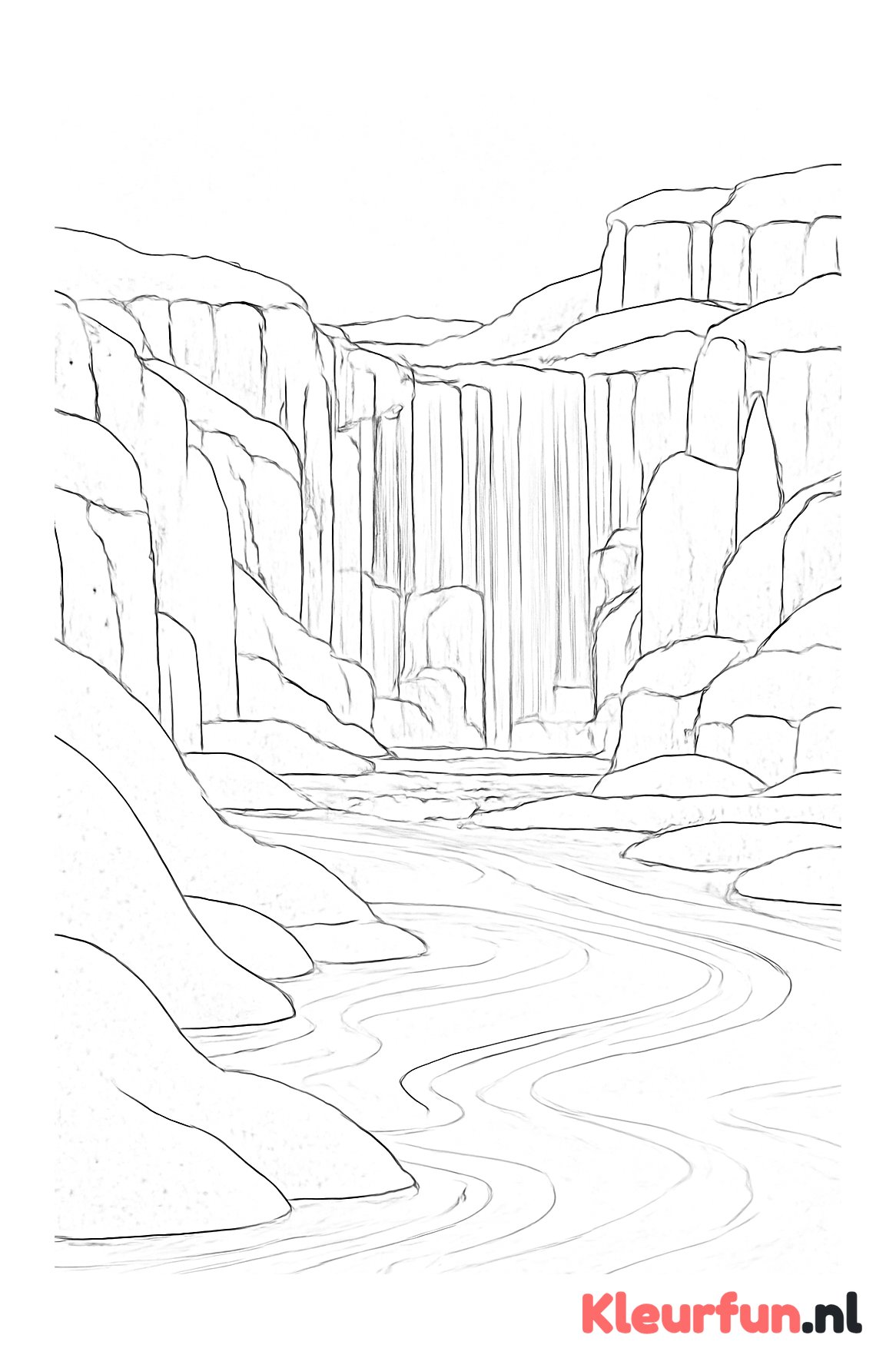 IJslandschap met bevroren waterval