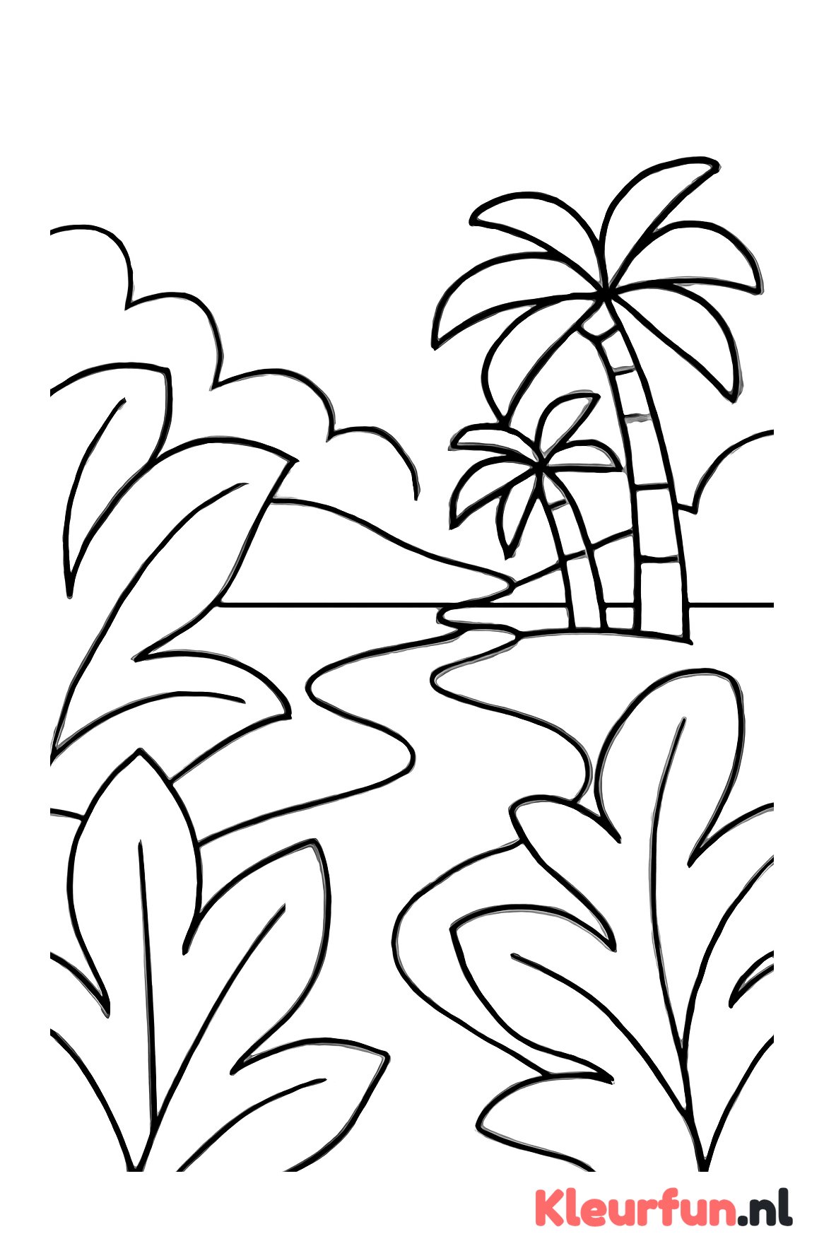 Peuter jungle landschap met grote bladeren