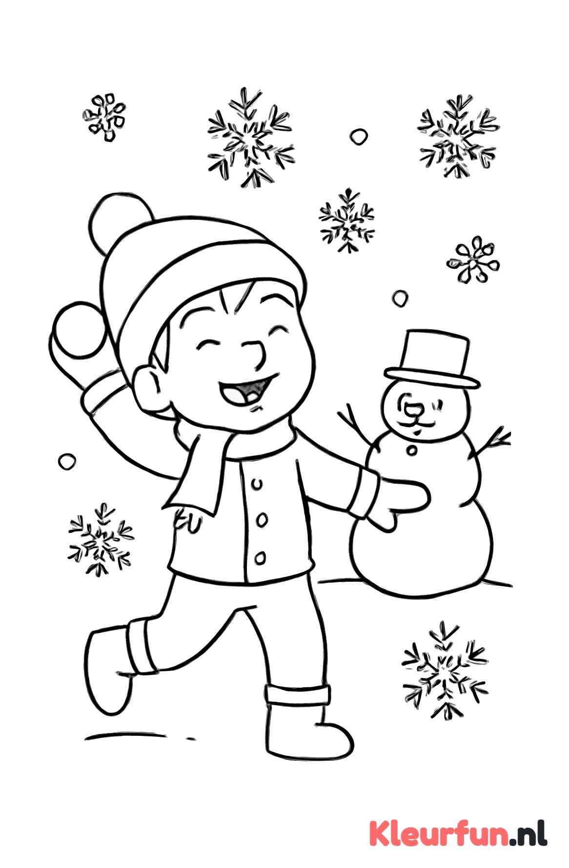 Kind gooit sneeuwballen