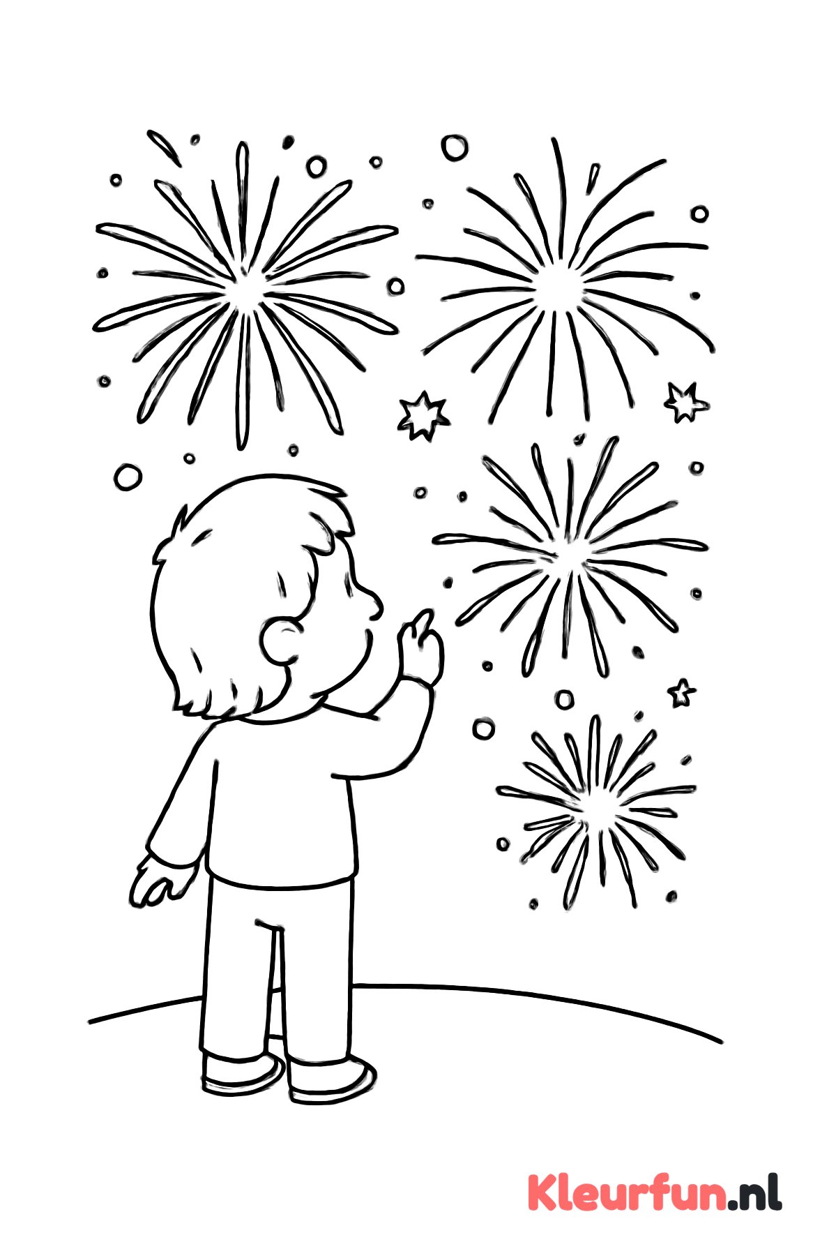 Kind kijkt naar vuurwerk