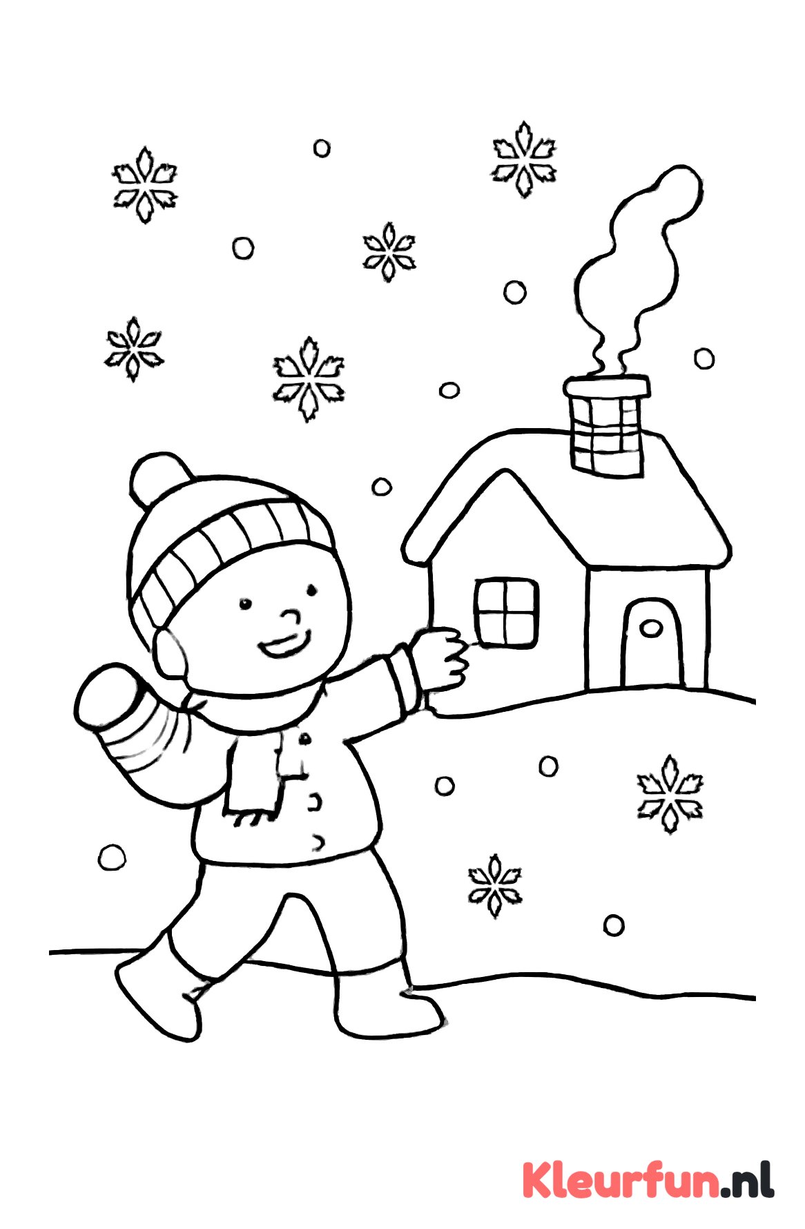 Kind speelt met sneeuwbal