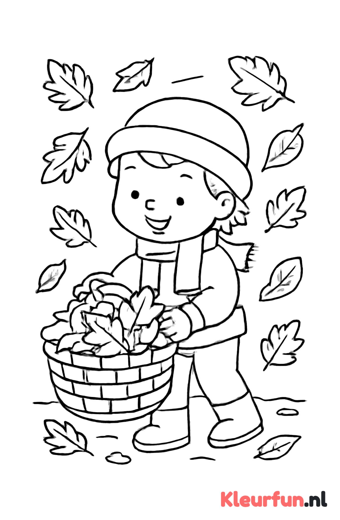 Kind verzamelt herfstbladeren