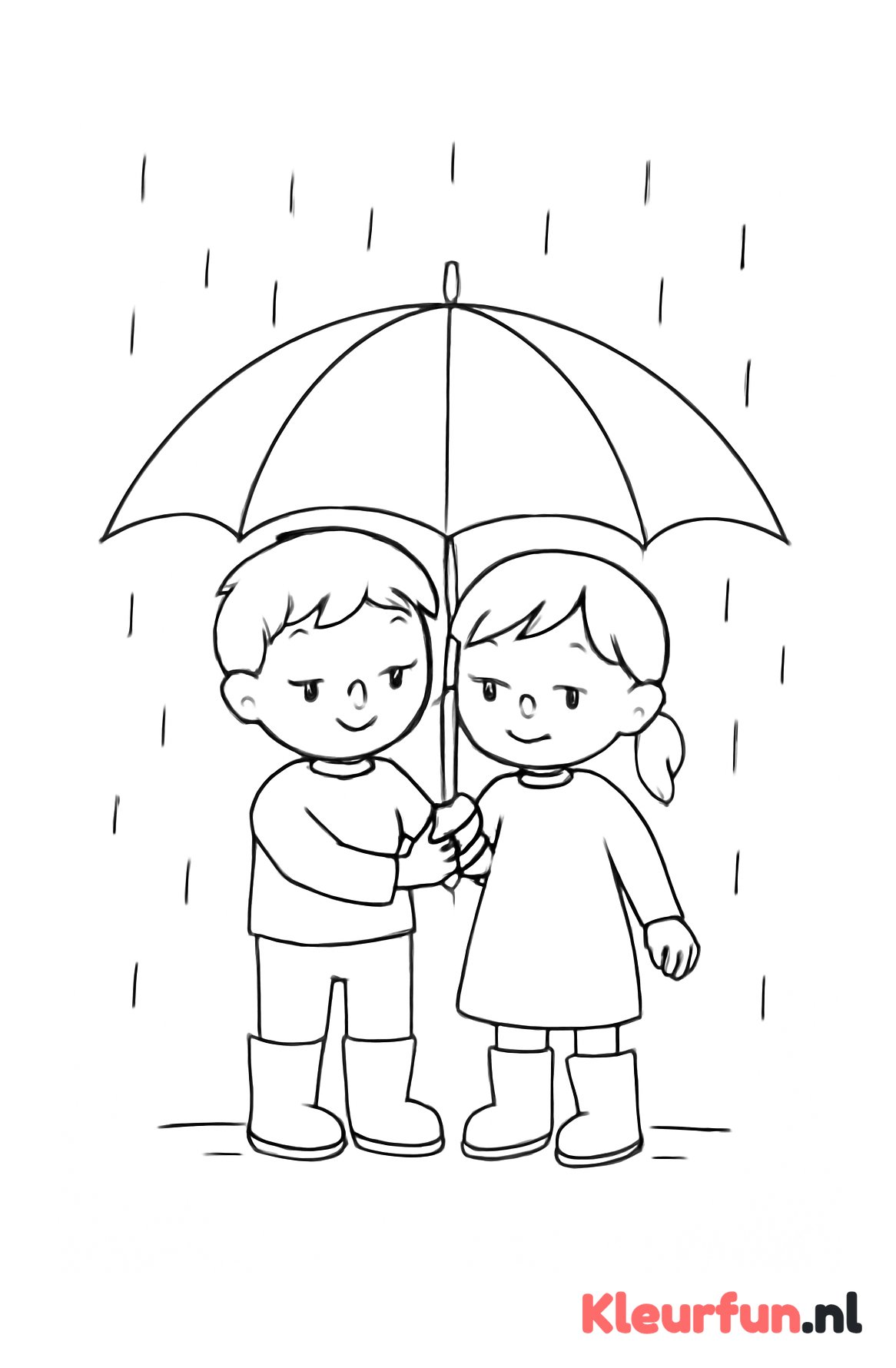 Kinderen met Paraplu in Regen