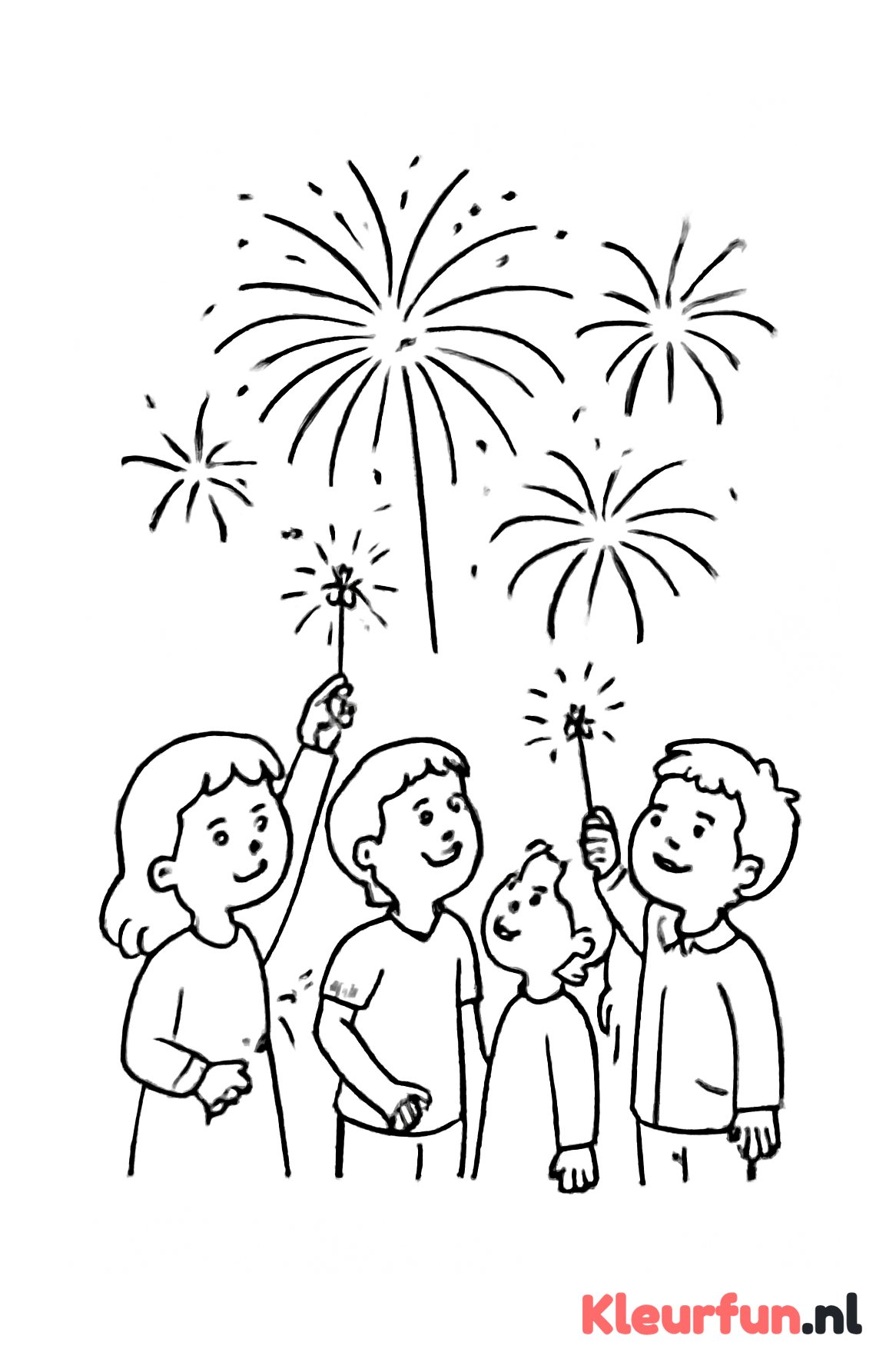 Kinderen met sterretjes en vuurwerk