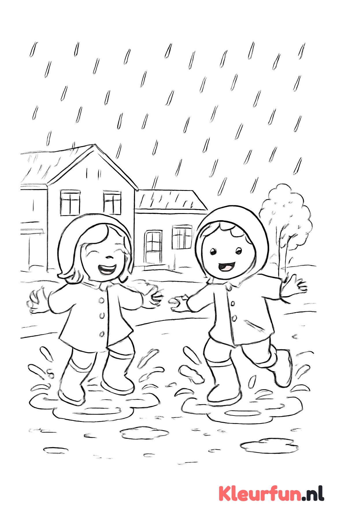 Kinderen springen in plassen