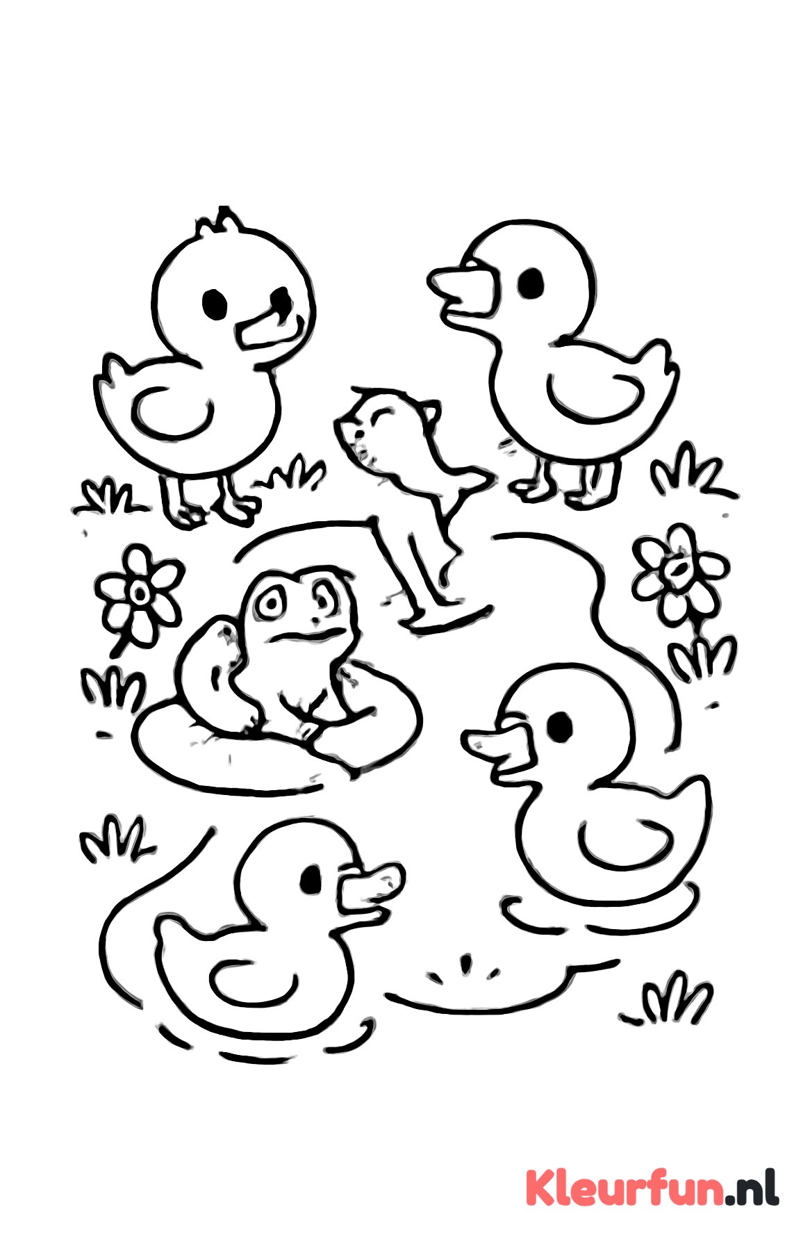 Leuke dieren spelen in een plas water