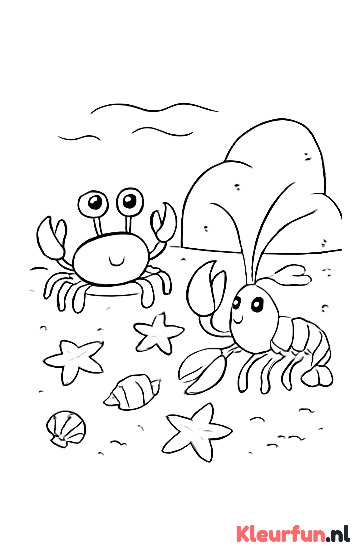 Krab en kreeft op de zeebodem
