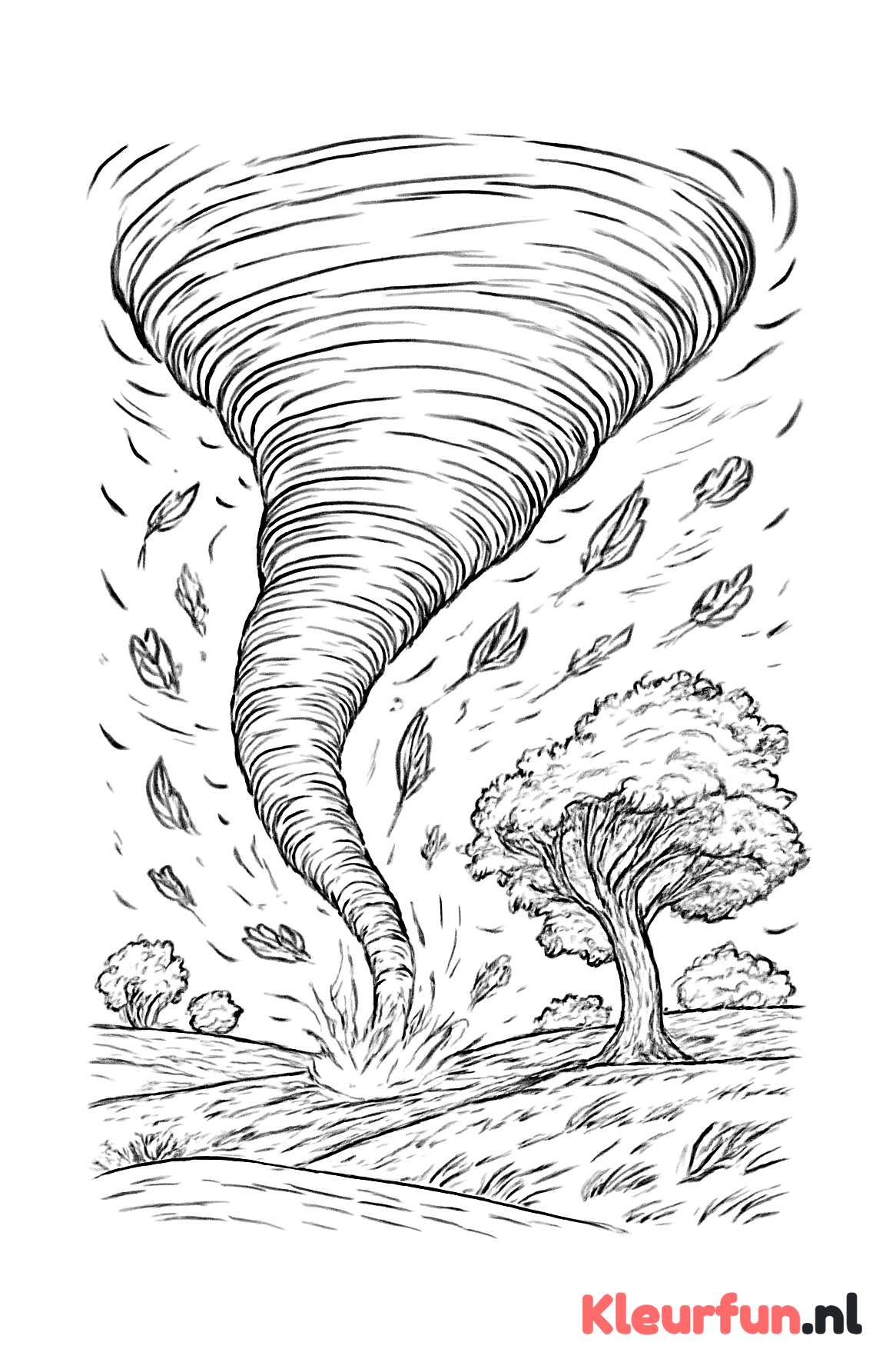 Krachtige tornado met wind en regen