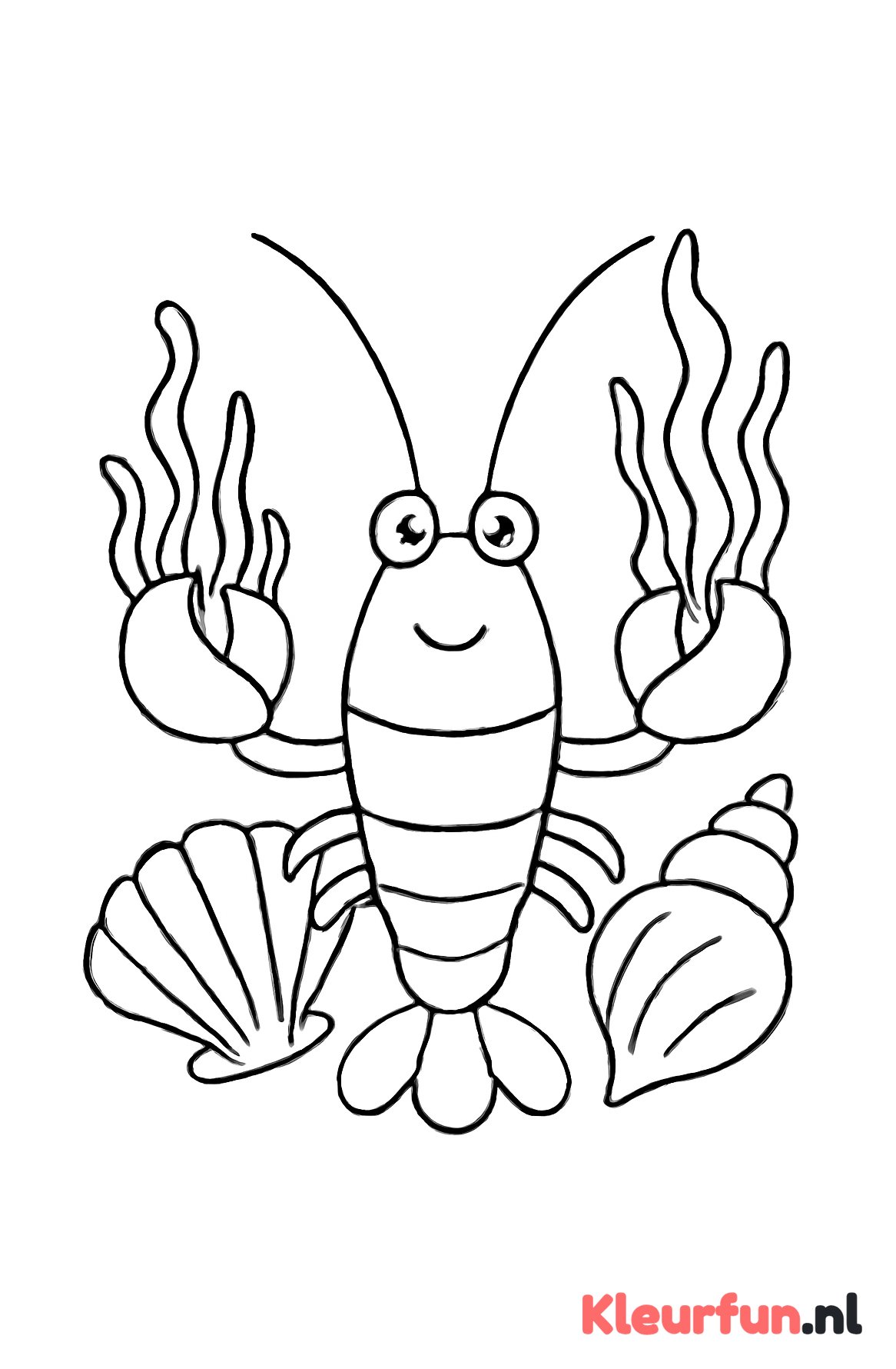 Kreeft tussen schelpen