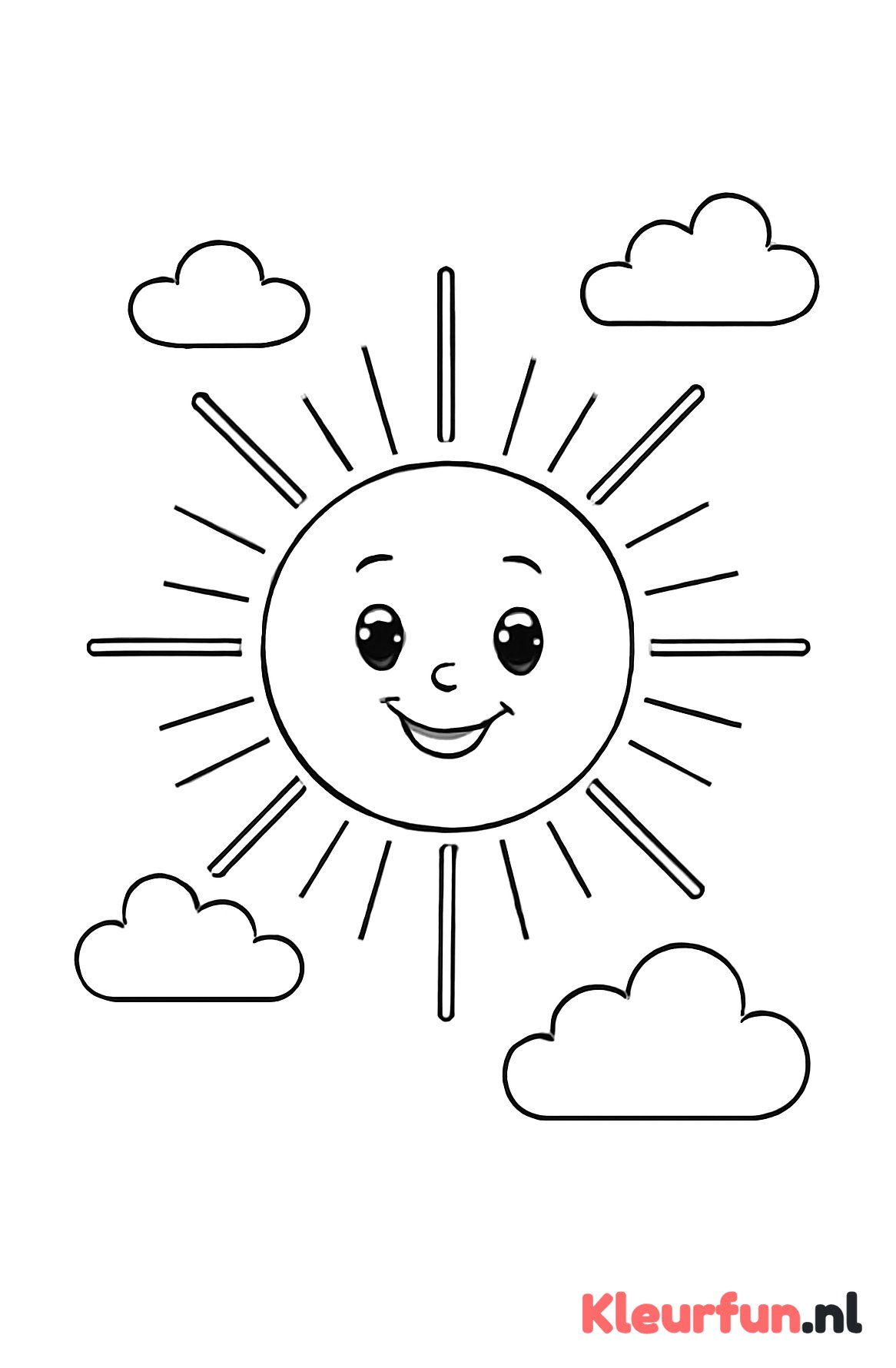 Lachende zon met wolken
