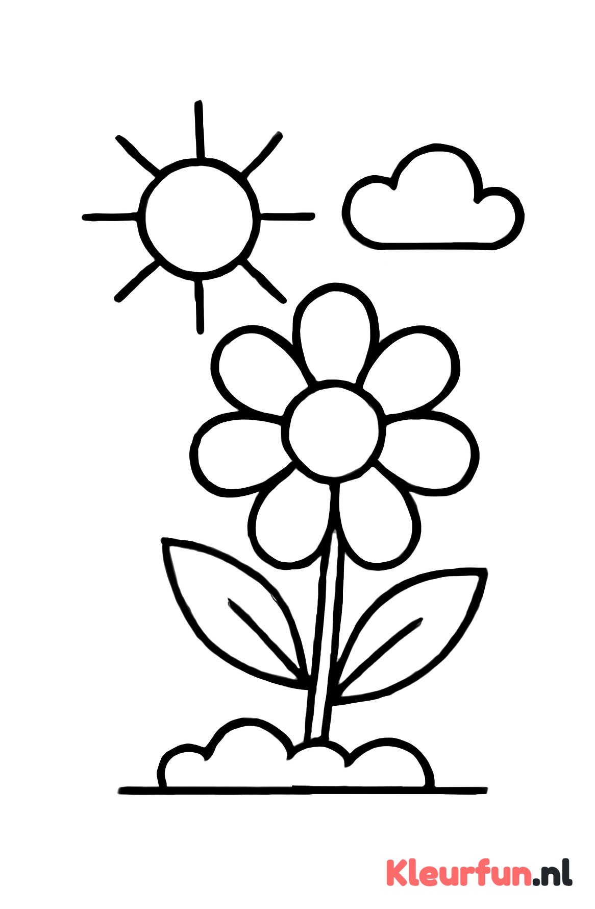 Lente bloem met zon en wolk