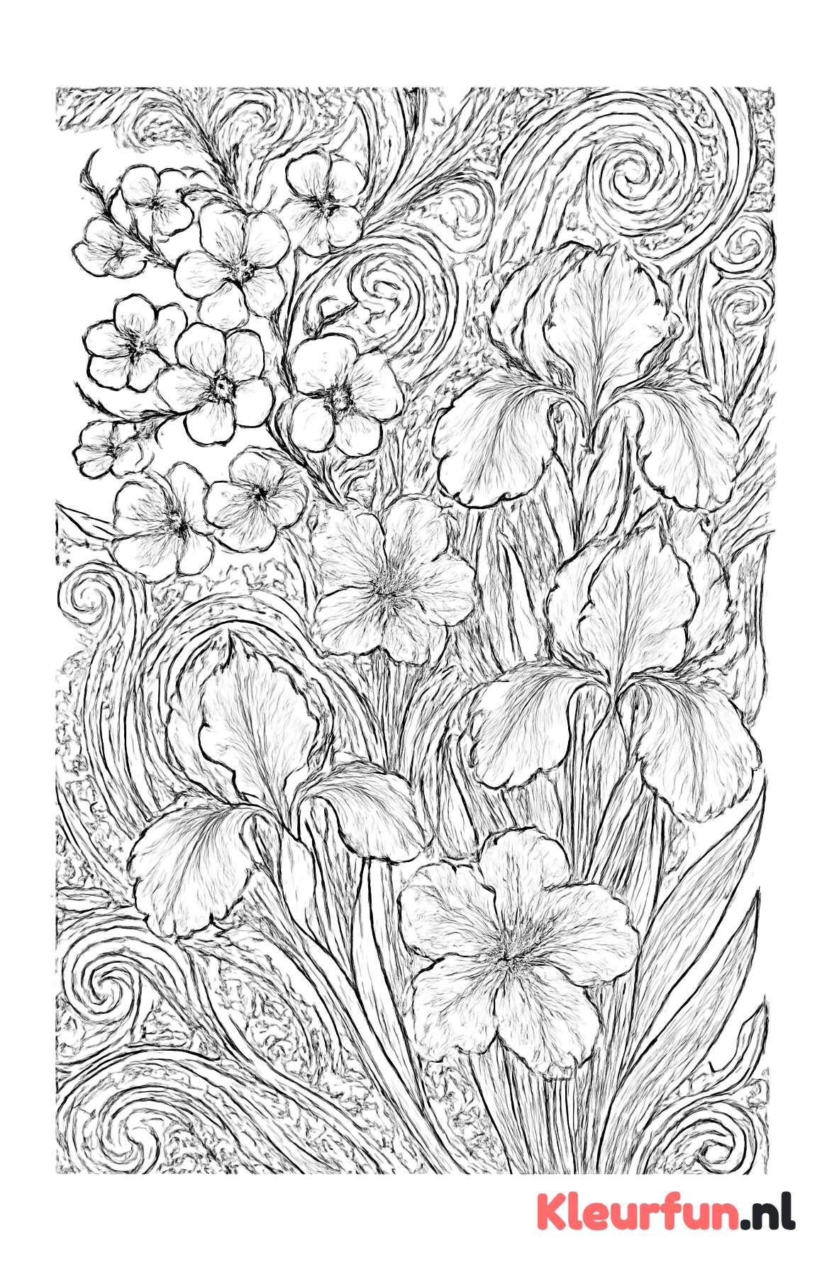 Vloeiende lentebloemen met abstracte patronen
