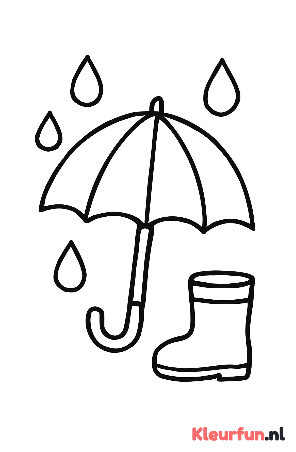 Lente paraplu met regen en laars