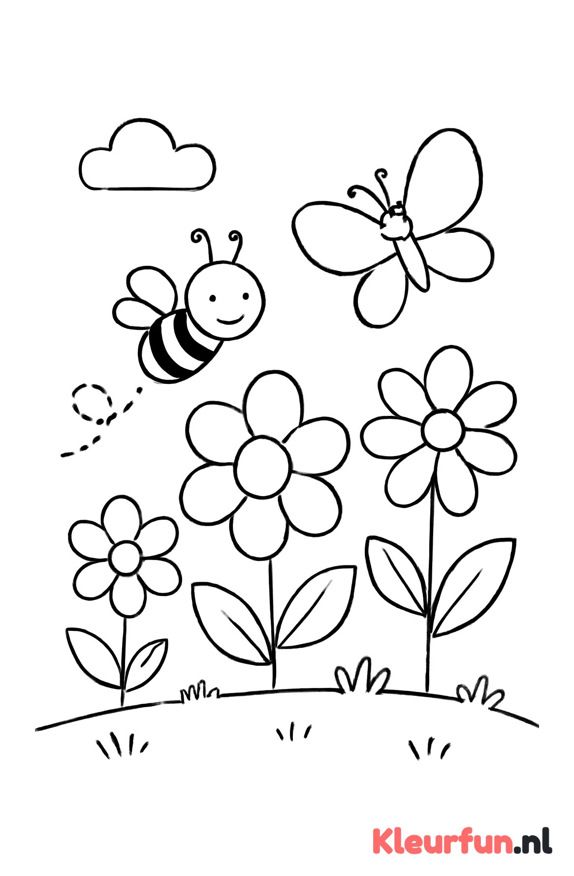 Lente met bloemen en bij