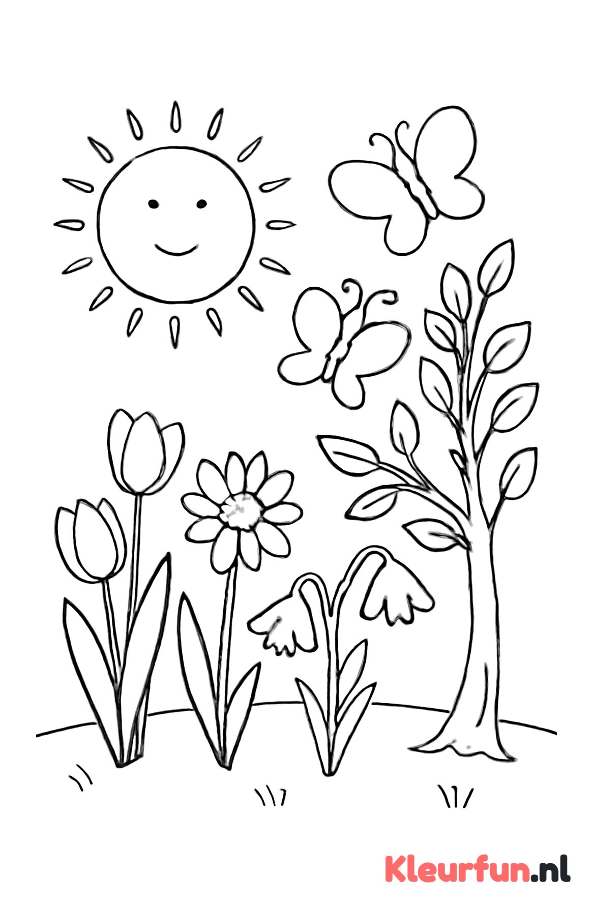 Lente-elementen lijntekening voor oudere kinderen