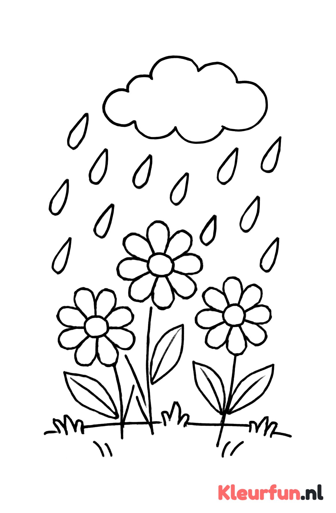 Lenteregen op bloemen