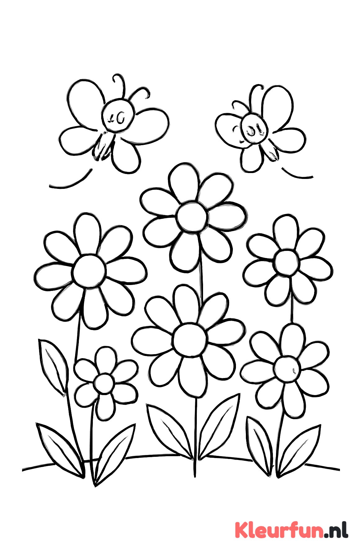 Lenteveld met vlinders