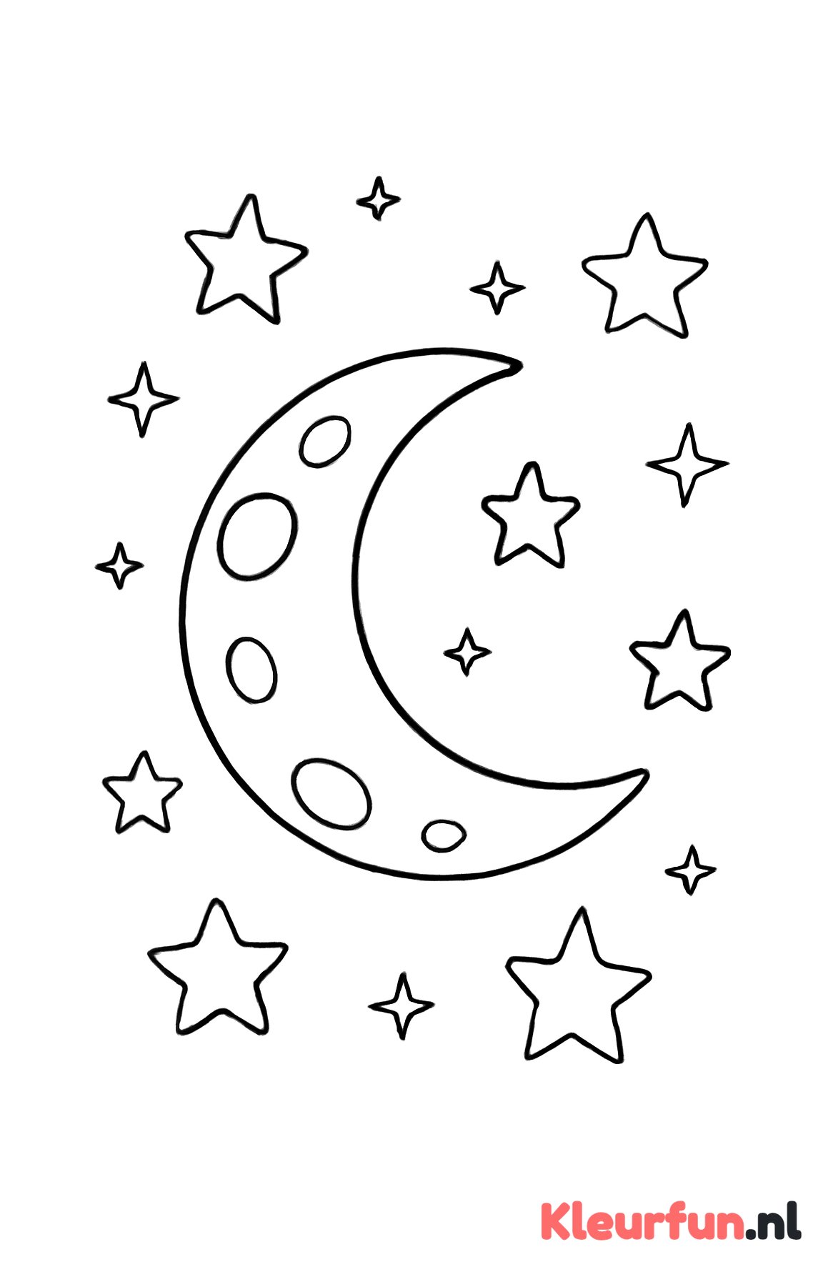 Maan en sterren in de nacht