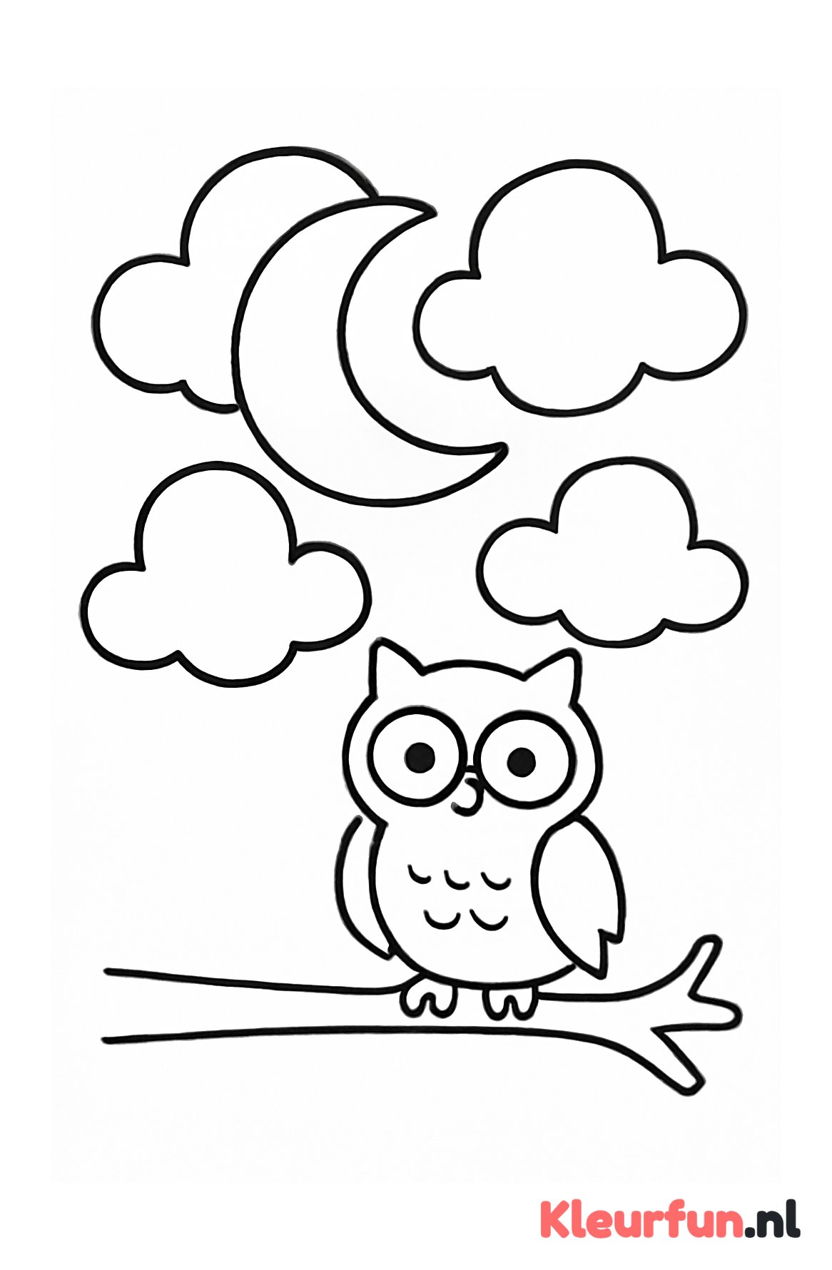 Maan met uil en wolken