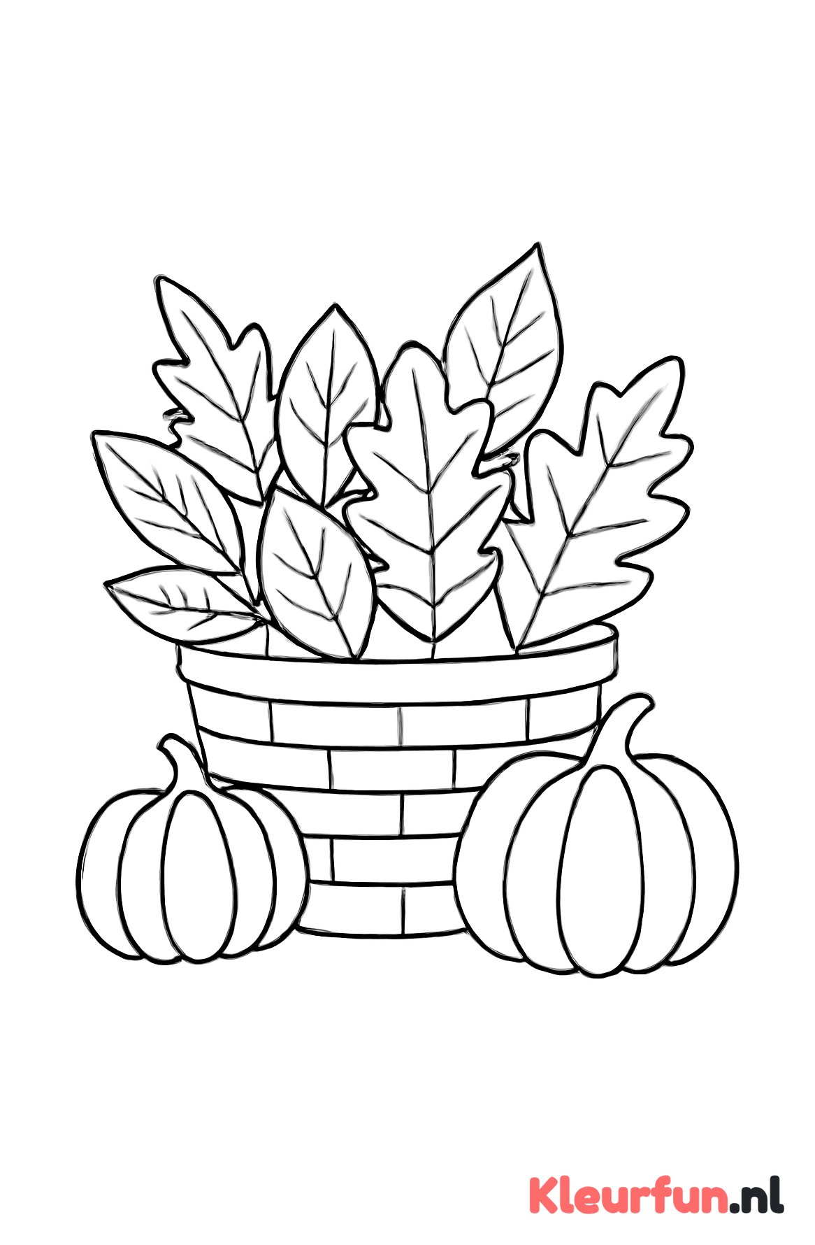 Mand met herfstbladeren en pompoenen