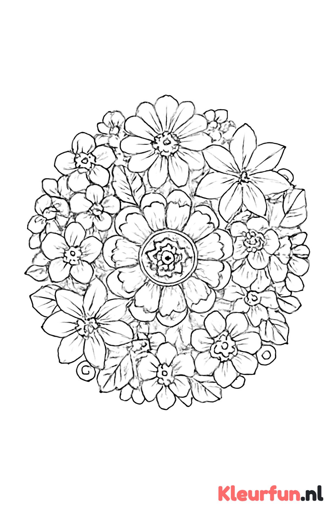 Mandala met gevarieerde bloemen