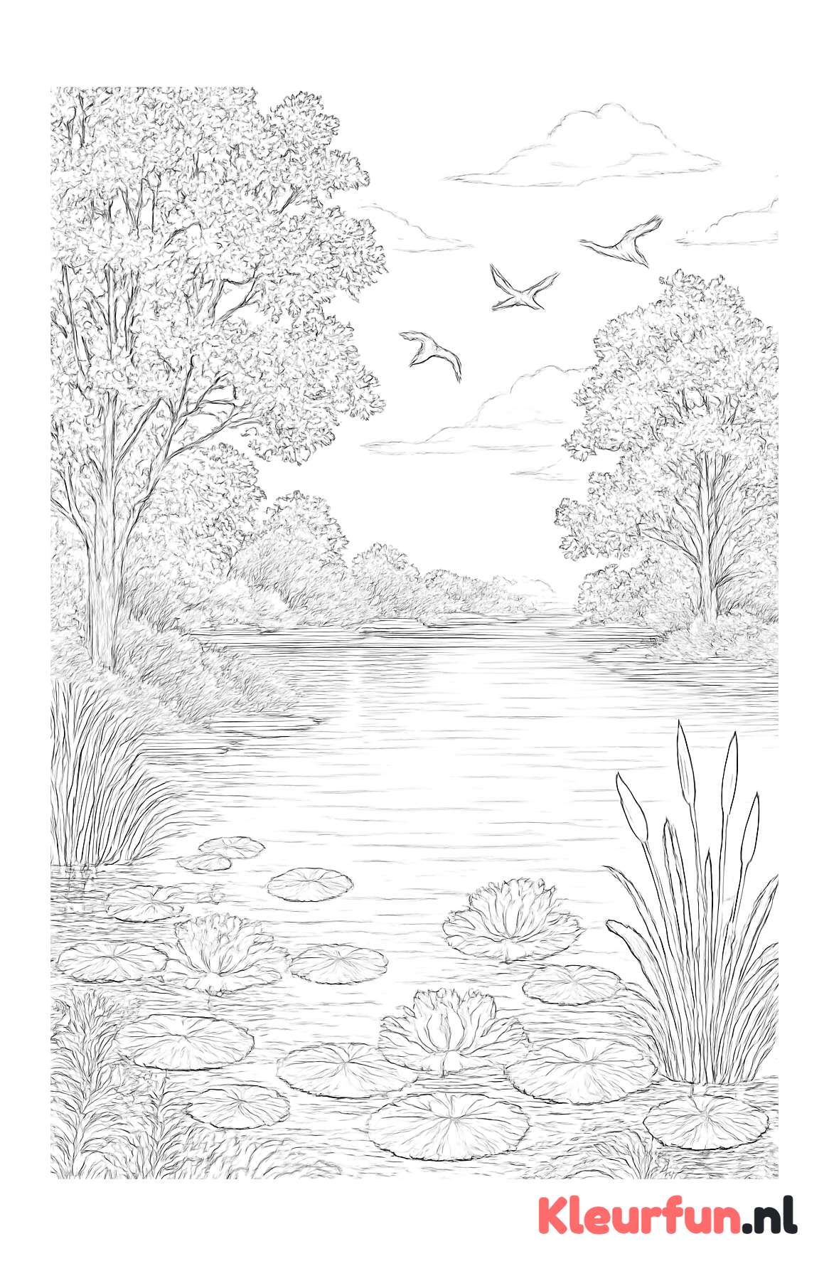 Sereen meerlandschap met natuur
