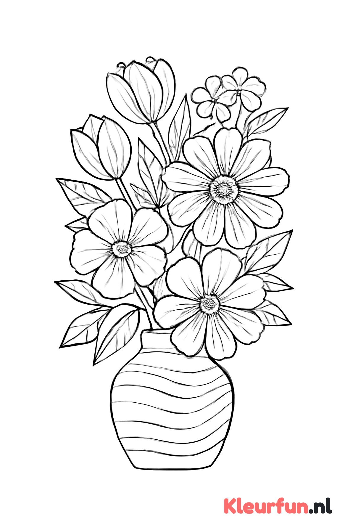 Moderne vaas met gemengde bloemen